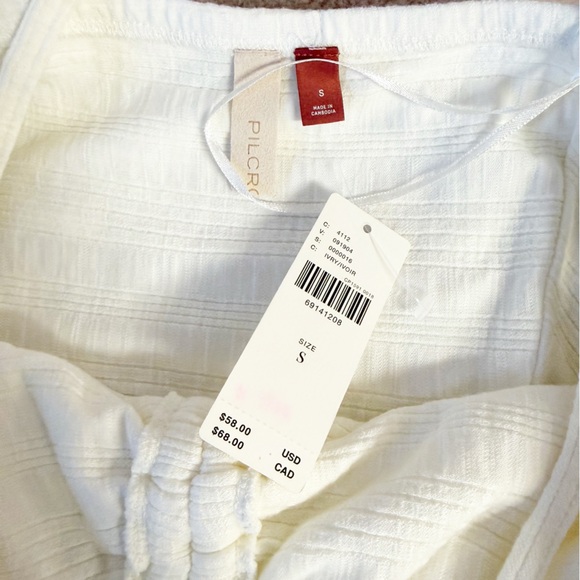 NWT ANTHROPOLOGIE Pilcro Ruched Ribbed Halter Top Cream Colored Size Small - Picture 4 of 8